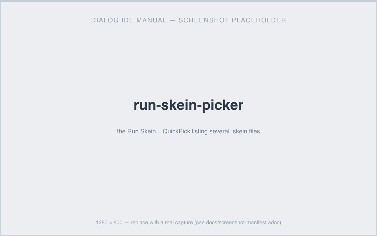 the Run Skein…​ QuickPick listing several .skein files